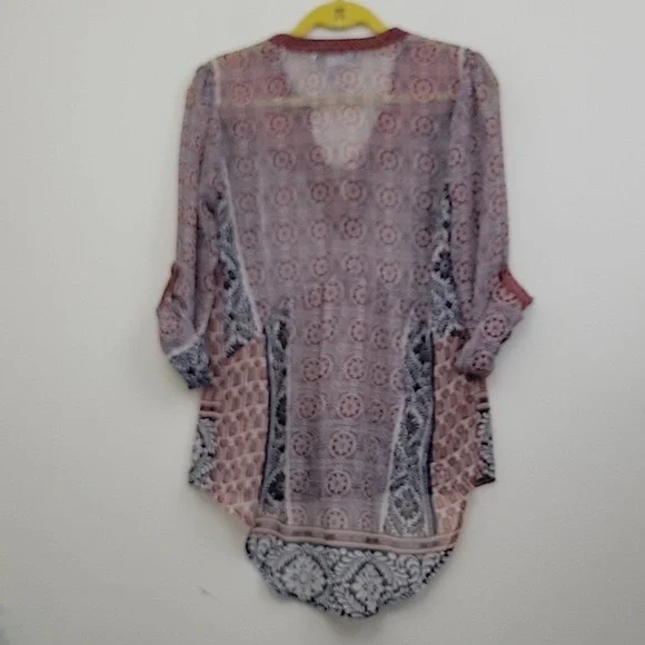 American Rag Orange, Navy & Off White Sheer Boho Print M - Picture 13 of 15